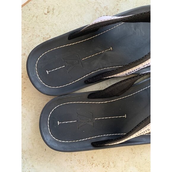 Louis Vuitton Black & White Thong Sandals Size 13 - Picture 9 of 13